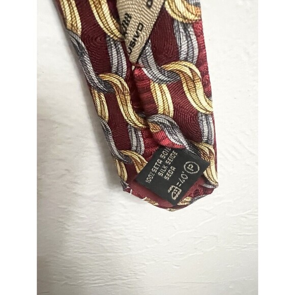 VINTAGE ERMENEGILDO ZEGNA 100% SILK Chain link Red Tie NECKTIE MADE ITALY $299 - Picture 5 of 8